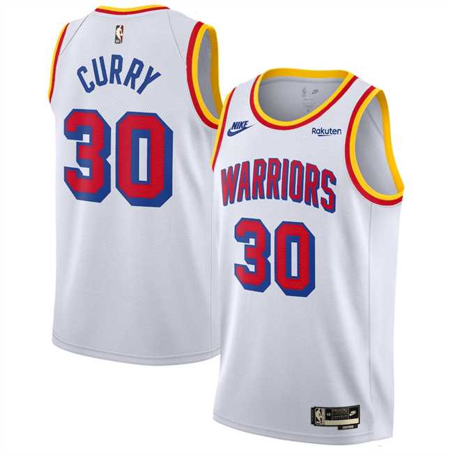 Mens Golden State Warriors #30 Stephen Curry White 2024-25 Classic Edition Swingman Stitched Jersey Dzhi